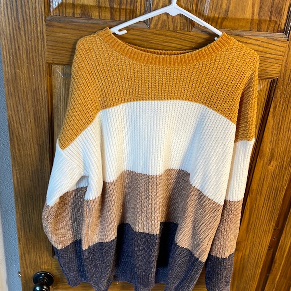 Large color block sweater